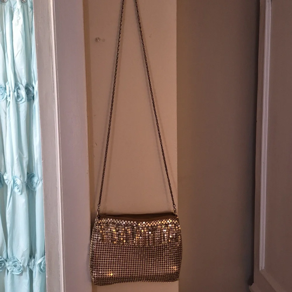 Vintage John Weitz Gold Metal Mesh Evening Chain Strap Bag